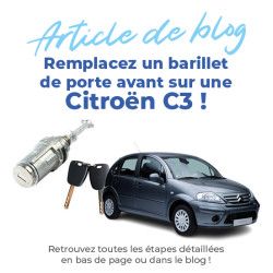 Serrure de porte pour Citroen C3 et C3 Pluriel (2002-2011) avant gauche (côté conducteur) vendu avec double de clé 8