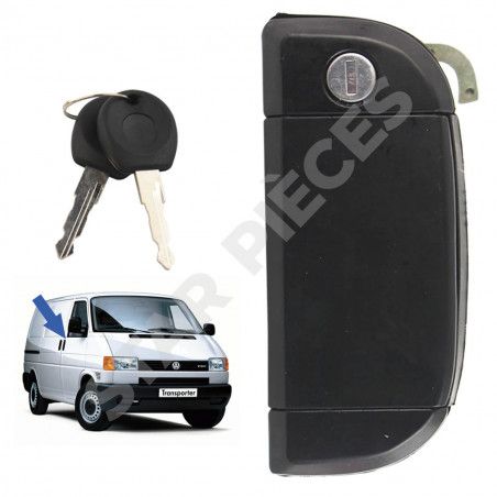 Poignée De Porte Avant Droite + Barillet & Clés Pour VW Transporter T4 1990-2003 - Noir - Garantie 2 Ans